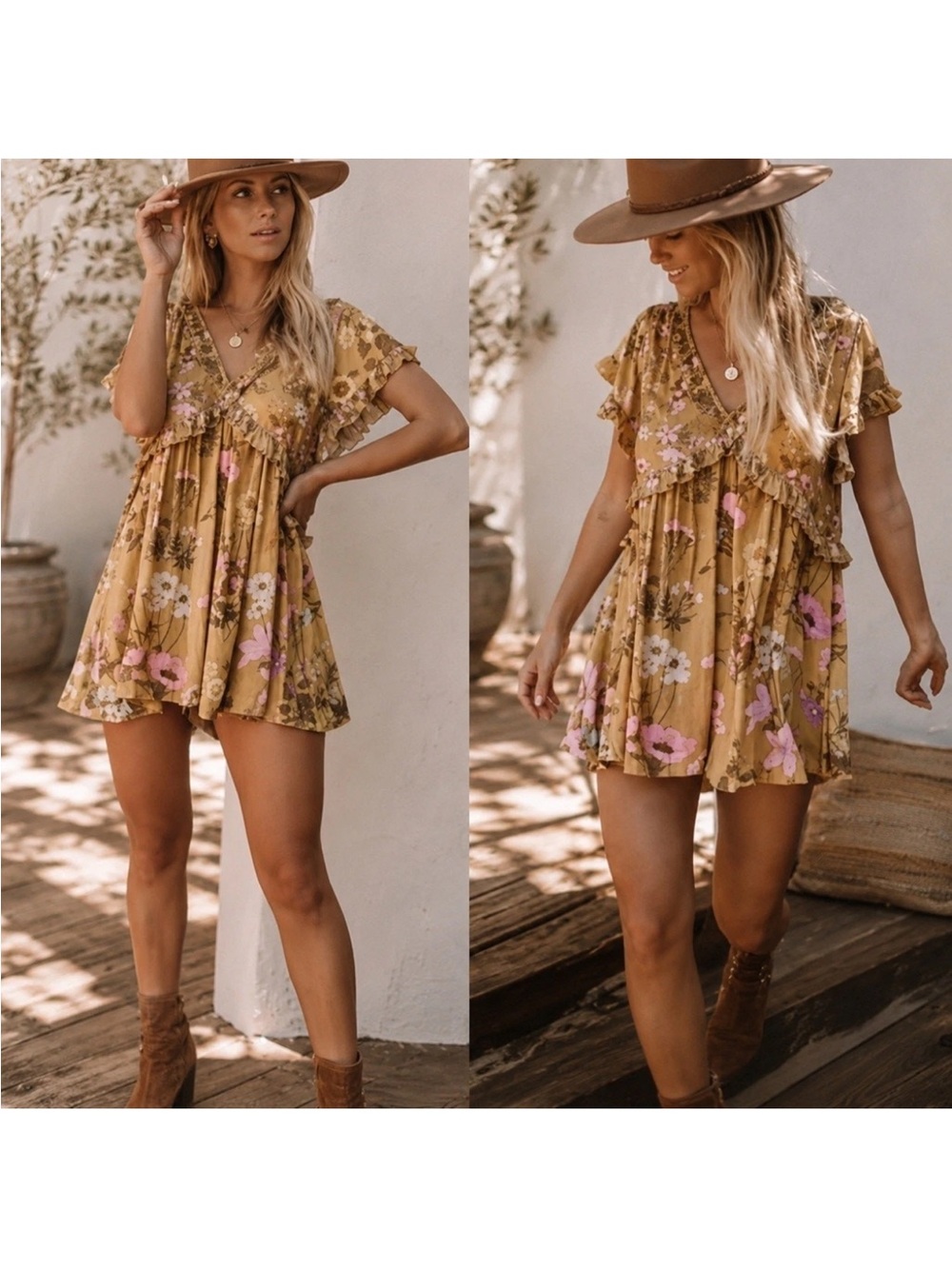 Spell Wild Bloom Floral Ruffle V-Neck Romper size M